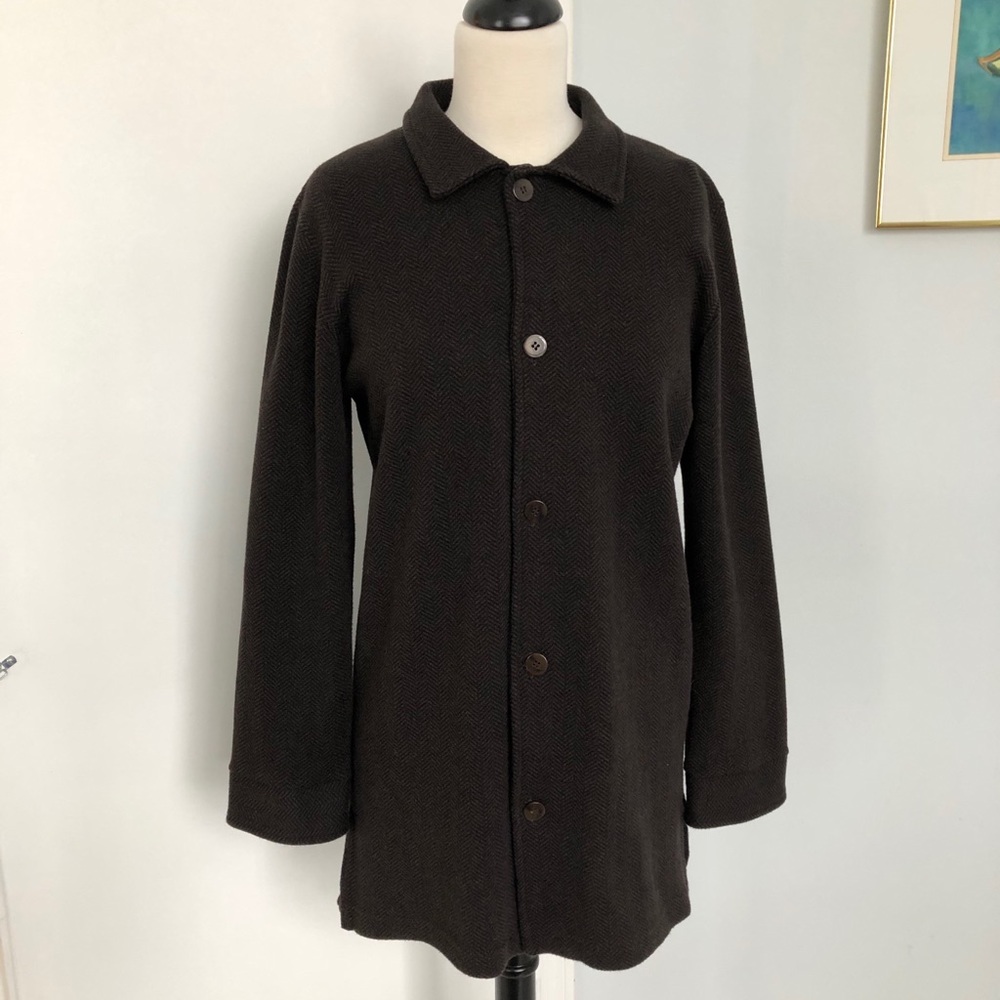 Joan Vass black/brown Herringbone design jacket OS
